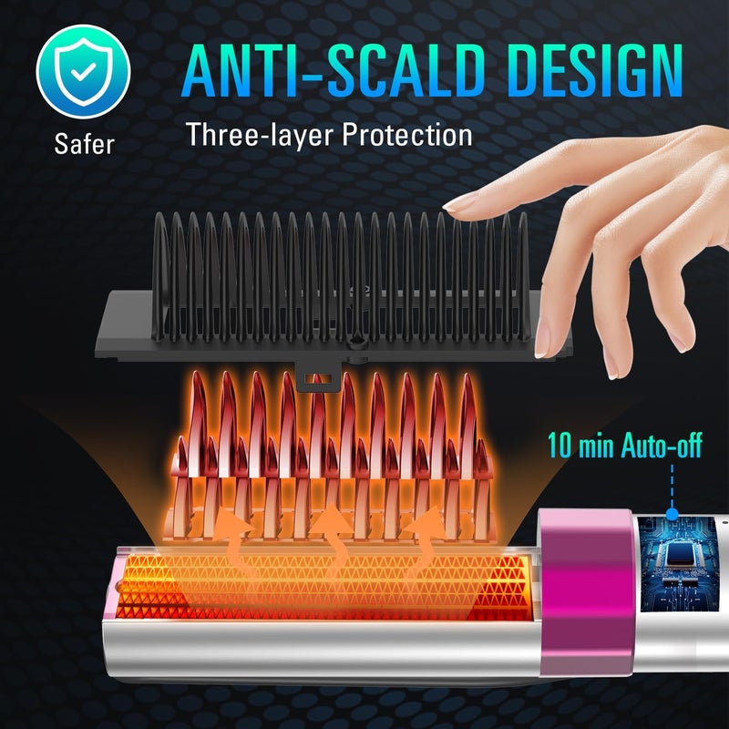 SDLOGAL Rechargeable Hair Straightener Brush, Hair Straightener Comb Straightening Brush for Women, with 5 Temps & Fast Heating, Easy and Fast Salon-Style, Built-in Double Ionic Generators - Image 4